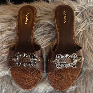 Gomax Dark Brown Embellished Sandals